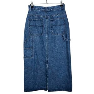 Vintage Real Comfort Denim Cargo Cotton Midi Skirt 8P | Y2K Utility Blue Jean